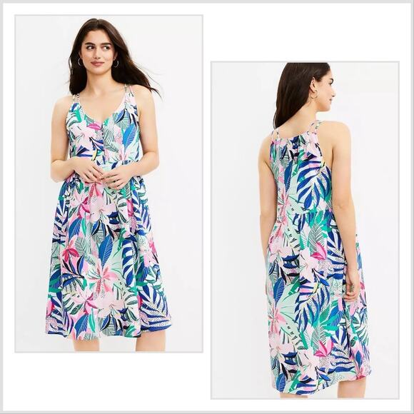LOFT Dresses & Skirts - Loft Palm double strap midi dress
